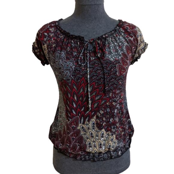 Agenda Tie-front Polyester Top Sz S - Picture 1 of 7